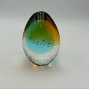 Hand Blown Art Glass Egg Shaped Paperweight